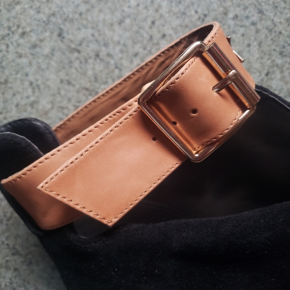 Avon Mark Black Suede Studded Open Toe Ankle Boots- Sz 9 - Picture 8 of 15